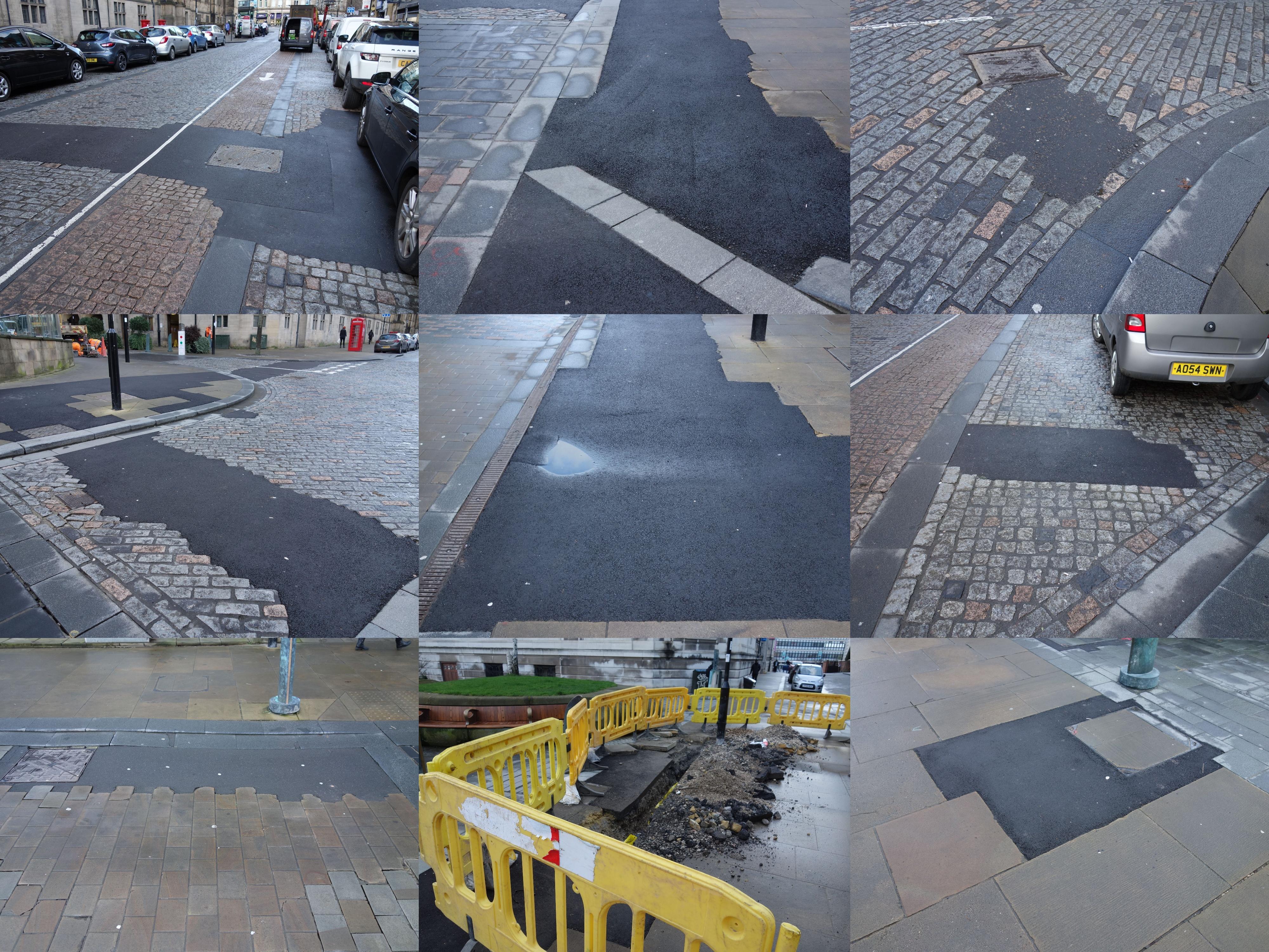 There are more than six patches on Surrey Street, large and small, old and newer.