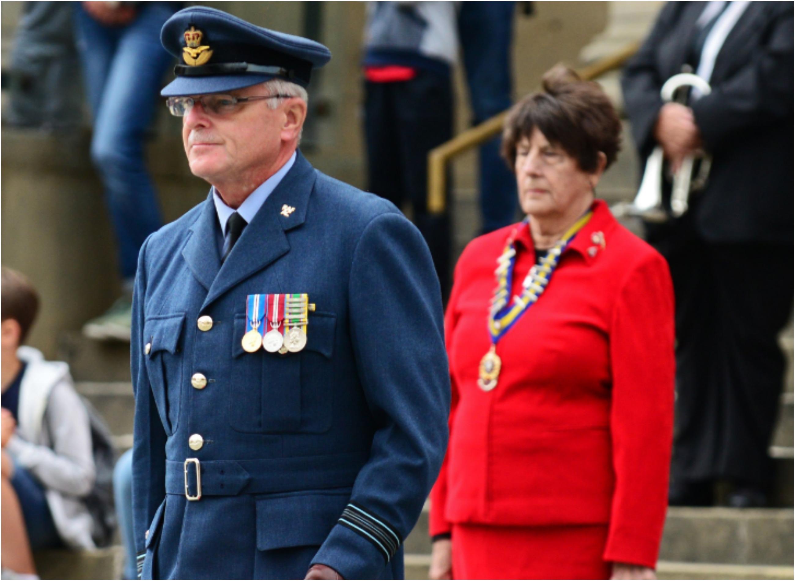 Squadron Leader Barry French and South and West Yorkshire Royal British Legion County Chairman Christine Spencer.