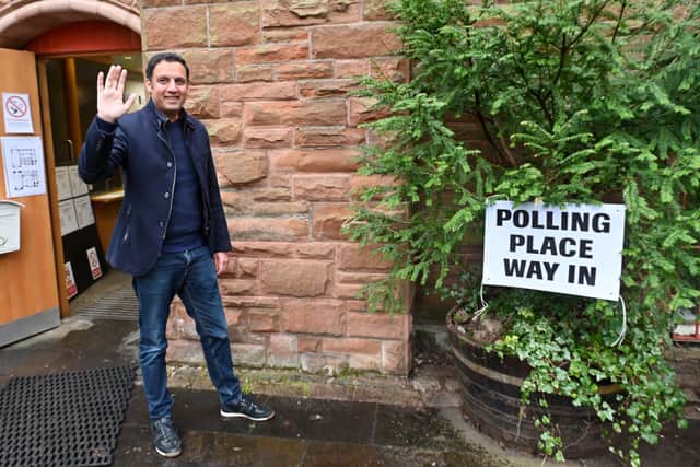 Anas Sarwar votes at his local polling station in Pollokshields , Glasgow.