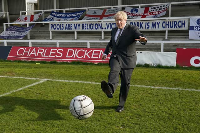 Boris Johnson at Victoria Park during the by-election campaign