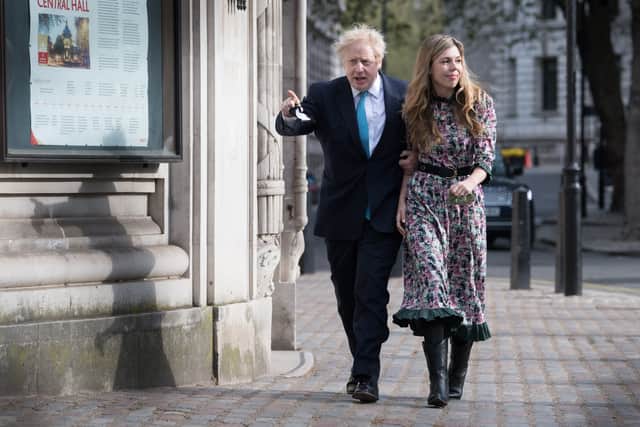Prime Minister Boris Johnson and his fiancee Carrie Symonds. 