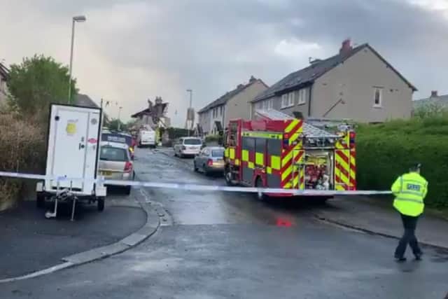 Police tape off Mallodale Avenue in Heysham after a gas explosion