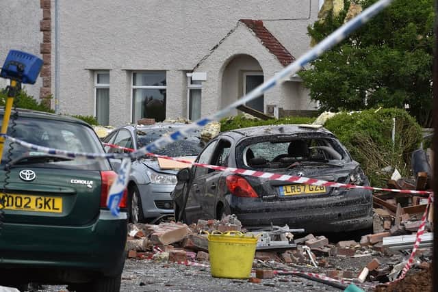 Parked cars were also wrecked in the explosion
