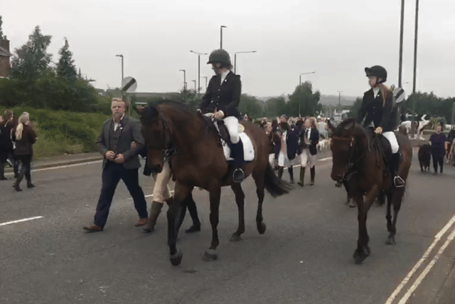 Horse riders pay their respects to Gracie.