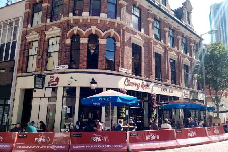 Cherry Reds cafe/Bar in John Bright St in Birmingham city centre is known for the amazing events and live music. This independent cafe and bar is rated 4.5 from 
2,197 Google reviews and is a firm favourite with Brummies.