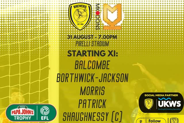 Burton Albion’s team to face MK Dons