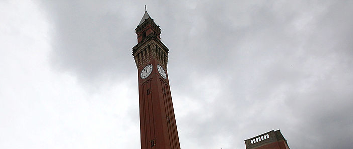 ‘Old Joe’ the Joseph Chamberlain Memorial Clock at University of Birmingham Edgbaston campus. This is 100m tall. (Photo - Getty Images)
