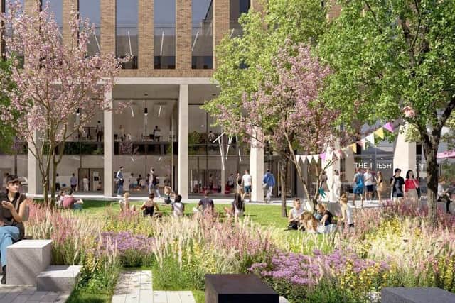 Artist’s impression of the new Sheffield Hallam campus and University Green. Photo by: Sheffield Hallam University