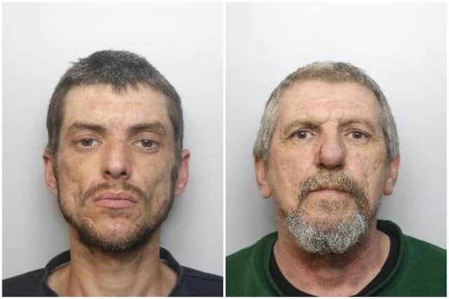 Terrence Hughes (R) tried to protect his drug-dealing son Anthony (L) by flushing up to £40,000 of drugs down the toilet when police arrived to raid his home in Rotherham
