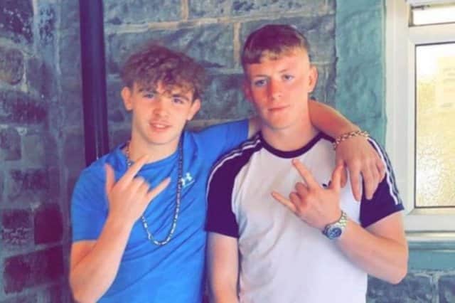 Martin Ward, left, and his close friend Mason Hall, right, died in a car crash in Kiveton Park, Rotherham, near Sheffield, on Sunday evening.