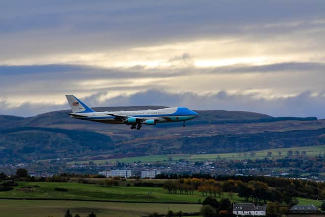 Air Force One coming in Edinburgh. Picture; Jackie Mitchell