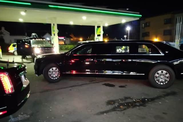 A presidential state car was spotted at the BP Petrol Station on Calder Road, by local resident Gareth Mackie.