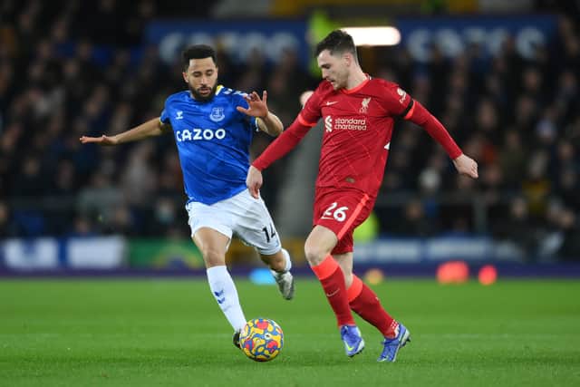 Andy Robertson in action for Liverpool against Everton. Picture: Laurence Griffiths/Getty Images