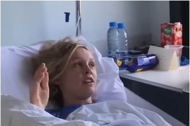 Amelie Osborn-Smith at Medland Hospital after surviving a crocodile bite in Livingstone, Zambia