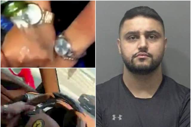 Mansoor Kiani, 28, showed off his lavish lifestyle in videos, including one of him being driven around in a Ferrari worth more than £180,000