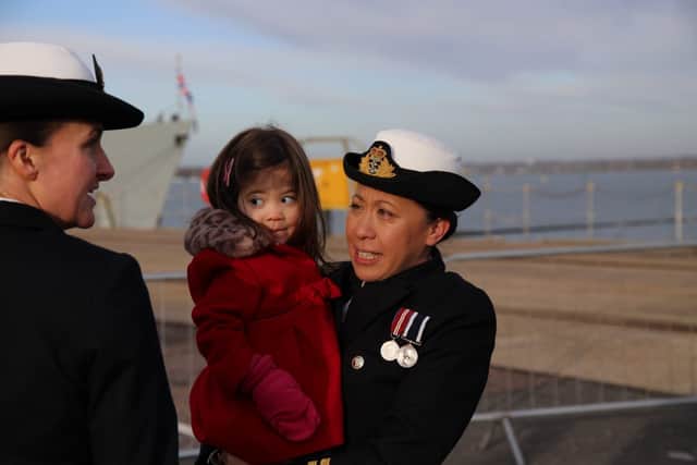 Families reunited as HMS Defender returns home