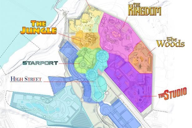 The different “islands” will include rides and various attractions