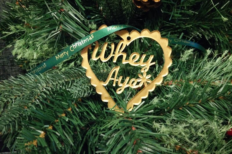 Whey Aye Decoration, North East Gifts, £4.99 -
A true classic that would be the perfect gift, yearly addition to your ornament collection. This company has so many fun decorations that will bring the geordie spirit to your tree.
