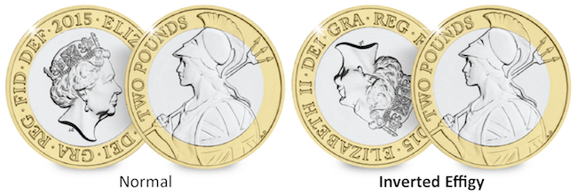 These extremely mule coins are the result of a die slip in the minting and striking process. With the 2015 £2 coin being rare in circulation anyway, this error increases the scarcity, and therefore its value. According to Change Checker, there are only 3,250 coins. Due to their scarcity, they are being sold for up to £7,550 on eBay.