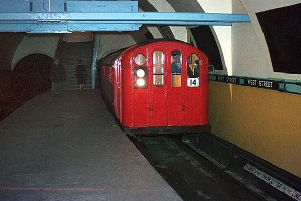 On the platform at West Street Subway station  in 1966. 