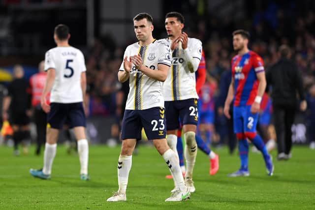 Seamus Coleman dejected after Everton’s loss at Crystal Palace. Picture: Justin Setterfield/Getty Images