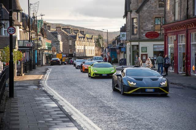 The Lamborghini Huracan STO leads the charge through Pitlochry