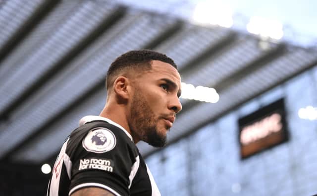 Newcastle captain Jamaal Lascelles looks on before the Premier League match between Newcastle United and Burnley.
