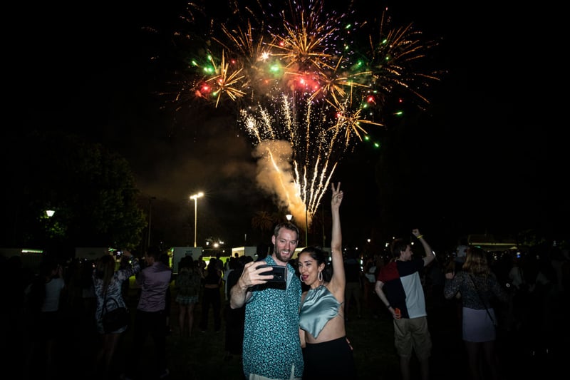 Fireworks erupt over Alexandra Garden in Melbourne as crowds ring in the New year
