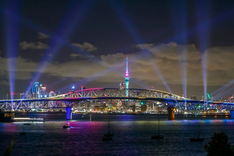The light show named ‘Auckland Is Calling’ replaced the usual fireworks due to Covid-19 restrictions