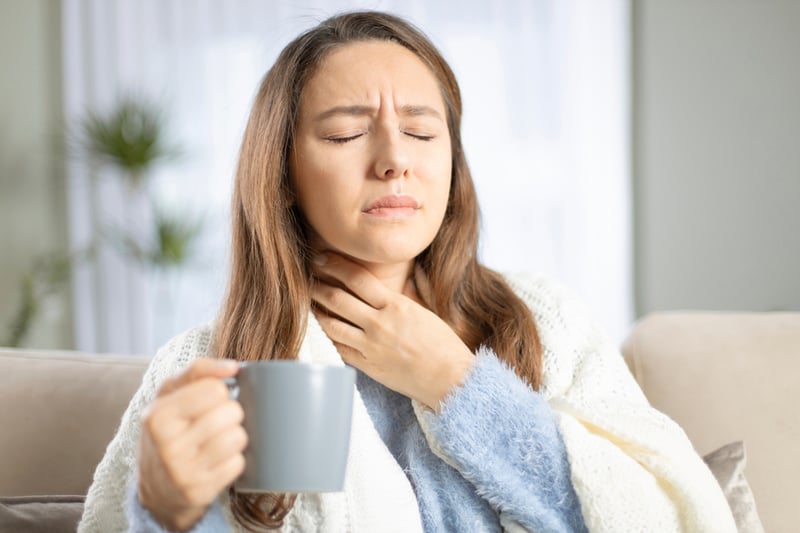 Almost half of people with Covid-19 will experience a sore throat, but it tends to be more common among adults aged between 18 and 65. It will usually appear in the first week of illness and last no more than five days.