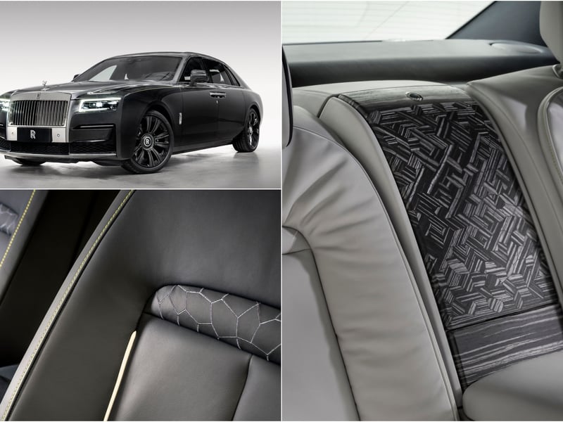 The Ghost Urban Sanctuary’s unique finish is inspired by classic architecture and modern luxury jets. A pavilion building in Shanghai’s famous Yu Yuan Gardens, inspired the detailed “cracked ice” parquetry on the car’s central waterfall and embroidered seat panels, while the reclining Serenity Seating with calf rests, emulates the luxury found private jets. On the outside, the subtle Gunmetal and Jubilee Silver two-tone finish is enhanced with a vibrant Lime Green coachline and wheel pinstripe, influenced by the neon lights of Shanghai by night.