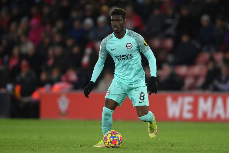 Brighton and Hove Albion midfielder Yves Bissouma is the subject of ‘several offers’ this month, with Arsenal, Aston Villa and Newcastle all ‘interested’ in his signature. (Fabrice Hawkins) (Photo by Mike Hewitt/Getty Images)