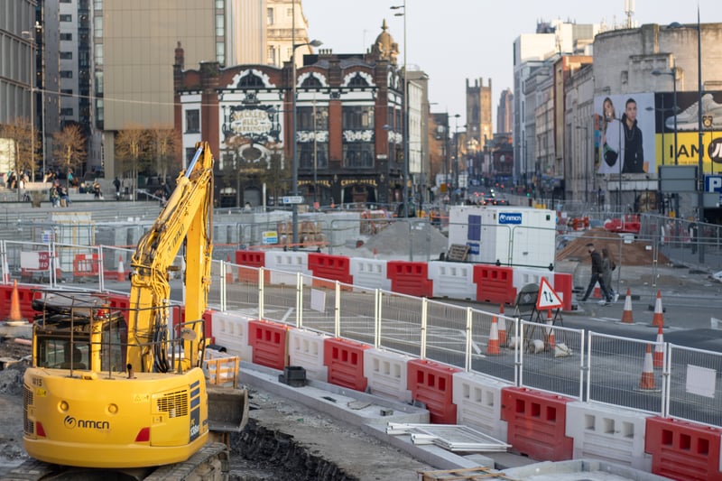 Lime Street undergoes one of the early phases of its latest redevelopment with the roads around the area severely reduced.