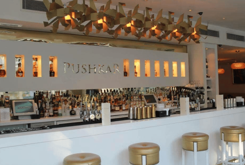 Award-winning Indian Pushkar restaurant is one of the best places to grab a luxurious meal and amazing cocktails. They offer private dining options as well. (Google maps)