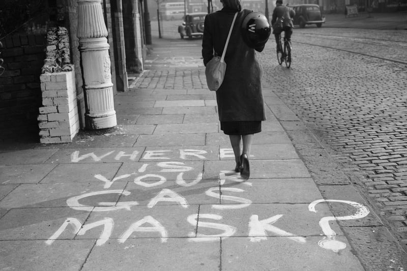 A message painted onto a pavement in Chorlton, Manchester, in 1939 