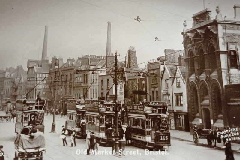 Look at this view today and you would be faced with the roundabout above Temple Way Underpass, with Old Market Street in the background. On the righthand side can be seen the Stag and Hounds, which is still in business today.