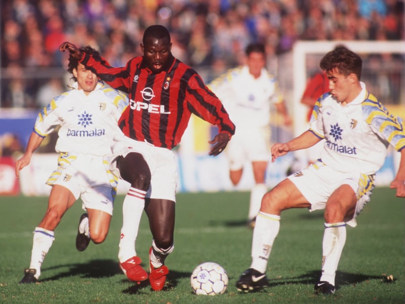Weah, left, is widely regarded as one of the greatest footballers in the world and beat off Jurgen Klinsmann to win the award in 1995.