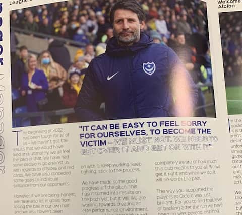 Danny Cowley’s programme notes 