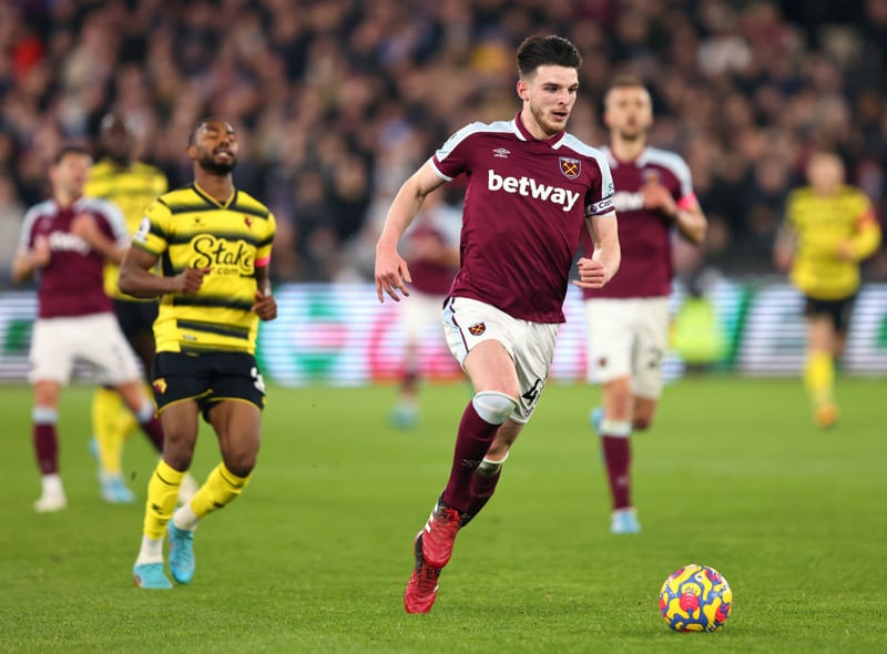 Start of season overall squad market value: £255.38m. Current squad market value: £315.68m. Overall percentage change: +23.6%. Most valuable player: Declan Rice (estimated market value = £67.5m)