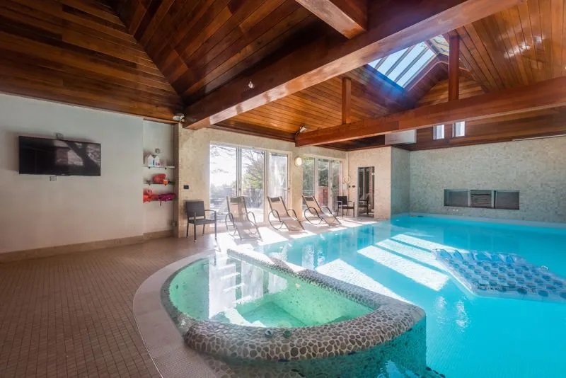 Private indoor pool and jacuzzi. 