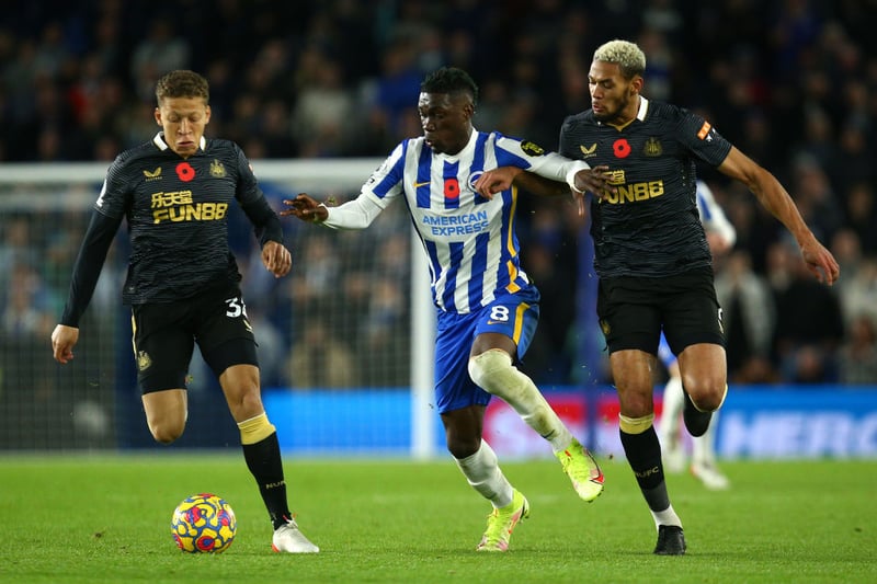 Newcastle United may have an advantage over the likes of Liverpool and Tottenham Hotspur in the race to sign Brighton midfielder Yves Bissouma due to the potential appointment of former Albion transfer chief Dan Ashworth. (Mirror)  (Photo by Charlie Crowhurst/Getty Images)