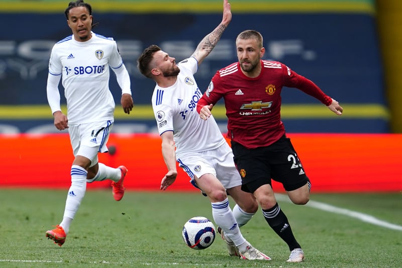 Proof that there’s still controversy in the old rivalry yet, Leeds were denied a famous win over the Reds in April of last year when VAR failed to award them a penalty for a fairly blatant Luke Shaw hand ball. The match ended 1-1, and even Paul Scholes admitted that the Whites had been hard done by.  (Photo by Jon Super - Pool/Getty Images)