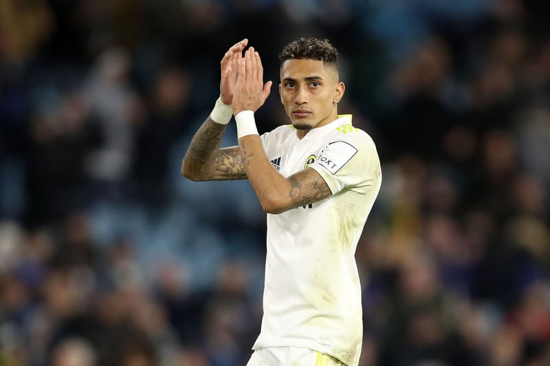 Leeds winger Raphinha ‘won’t be at Elland Road next season’ amid increasing transfer speculation. (Dean Jones) (Photo by George Wood/Getty Images)