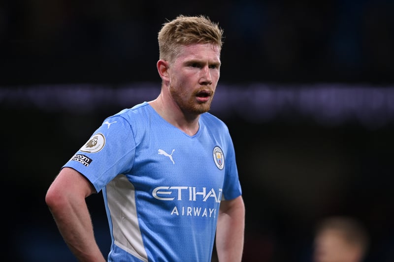 Midfielder Kevin de Bruyne comes with a £81m price-tag and is Man City’s most valuable player.