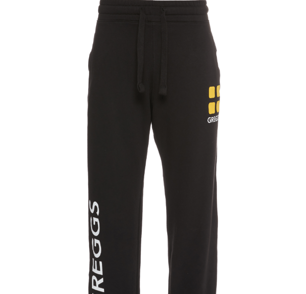 “Complete your lounge look with the Greggs black tracksuit bottoms, featuring logo designs on the pocket and leg. Pair them with the matching hoodie for a full tracksuit, and maximum cosiness.”