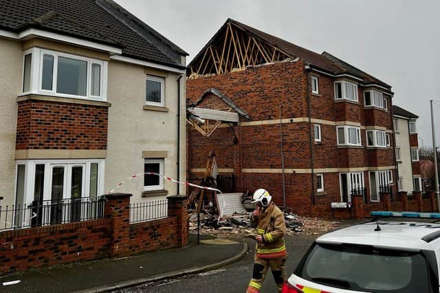 Damage to a building in South Hylton, Sunderland. Picture: Simon Walker.
