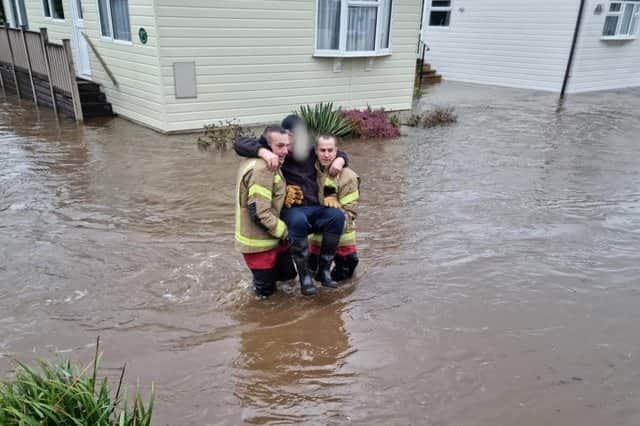 Firefighters helping evacuate people from flood-hit homes in Knaresborough 