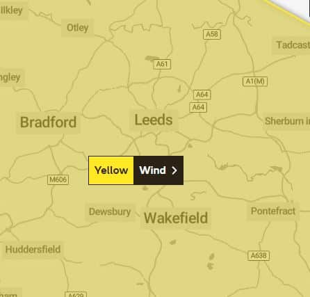 A yellow warning is to remain in place across Leeds until 1pm today.