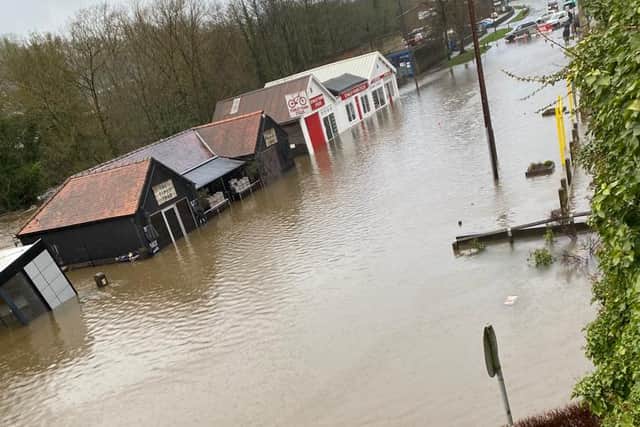 Picture shows flooding this morning in Matlock
