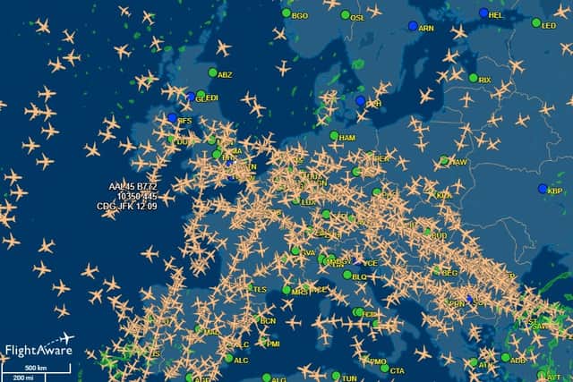 Flight tracker shows planes avoiding Ukraine’s airspace